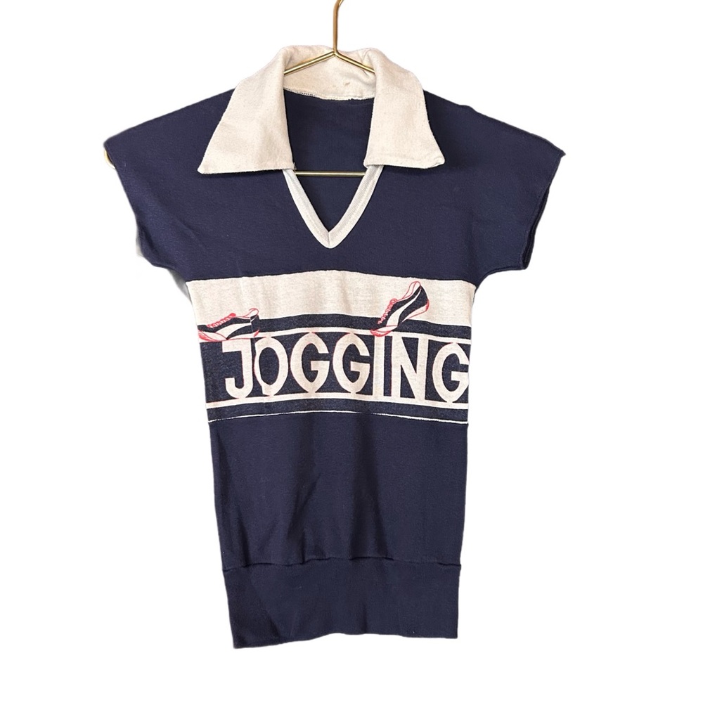Vintage 70s Jogging T Shirt Buttery Soft XXS